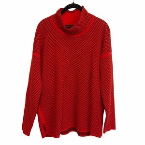 ELENA WANG red waffle knit crew neck sweater. Women XL
